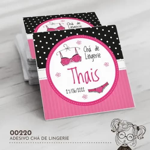 Adesivo Quadrado Chá de Lingerie - 00220