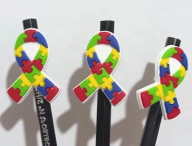 Lápis C/ponteira Laço Símbolo Autismo - 6 Unidades