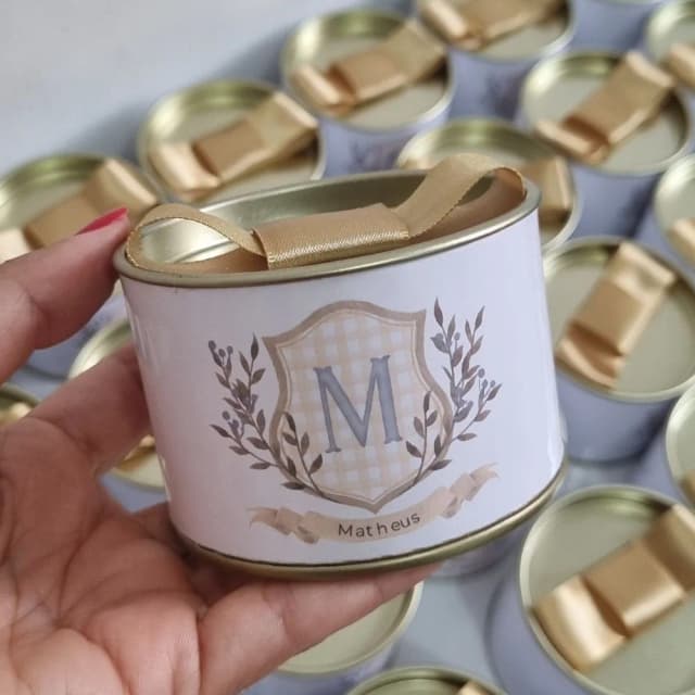 Lembrancinha maternidade tubolata 5x7 Tampa Metalizada Dourada