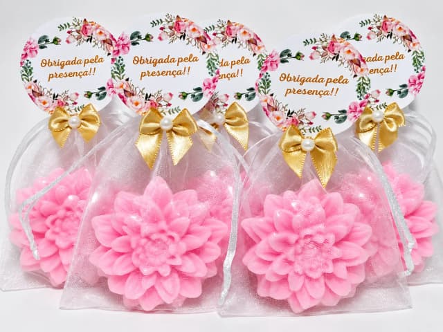 Lembrancinha de Aniversário 70 Anos: Sabonete Flor Dália