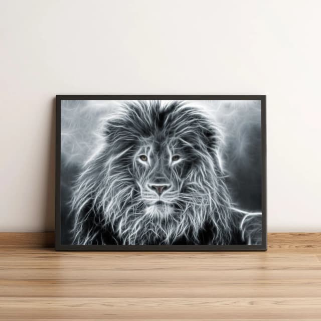 Quadro Leão Em Preto e Branco 127