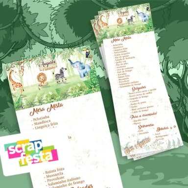 Menu Cardápio Personalizado Festa Safari Aquarela