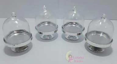 Mini Cúpula Transparente e Prata de Acrílico - Pct C/5 Unid