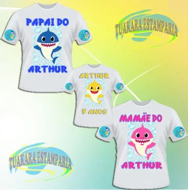 Kit 3 Camisetas - Baby Shark 01