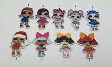 Kit Apliques das Bonecas Lol em Acrílico- 5 Unidades