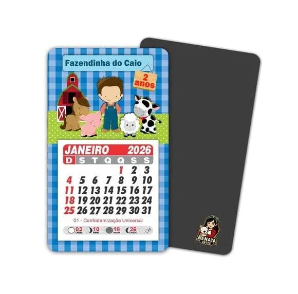 Imã de Geladeira com Calendário Fazendeiro