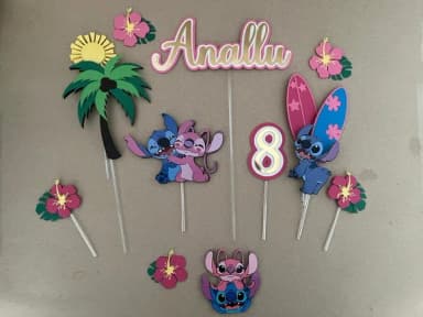 Arquivo Digital - Topo de Bolo Stitch e Angel