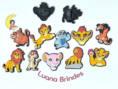Pins para Cadarço Rei Leão Emborrachado Pacote C/10 Unidades