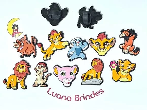 Pins para Cadarço Rei Leão Emborrachado Pacote C/10 Unidades