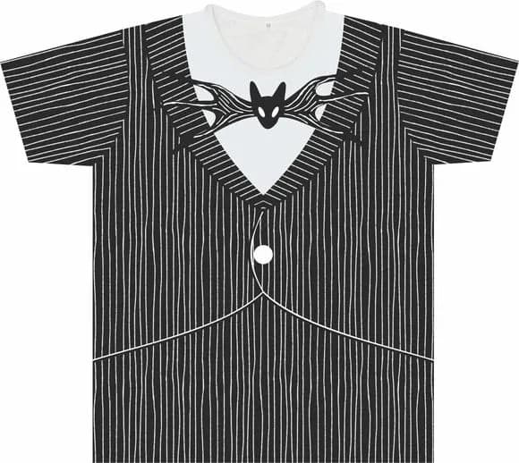 Camiseta Adulto Fantasia Paletó de Listras Góticas com Gravata Morcego