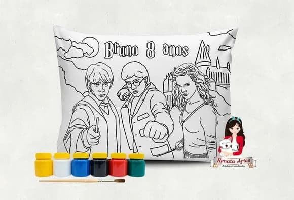 Almofada com Tinta para Colorir Harry Potter