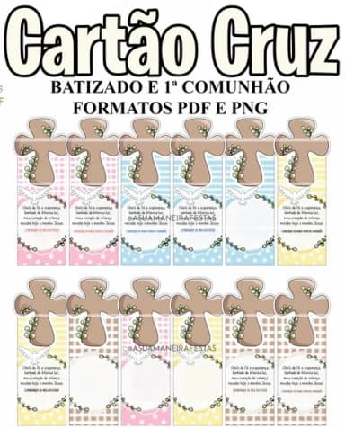 Arquivo de Corte Cartão Cruz Batizado e 1ª Comunhão