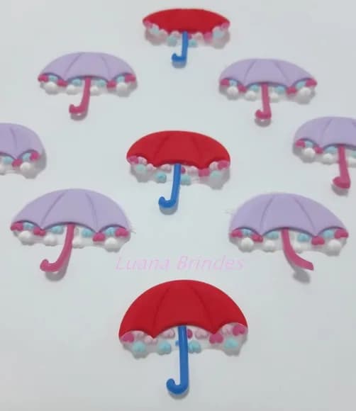 Aplique de Guarda Chuva emborrachado - pct com 9 unidades