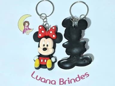 Chaveiro Mickey e Minnie 3d Emborrachado Pacote C/2 Unidades