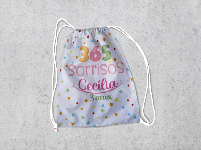 Mochilinha Personalizada para lembrancinhas 365 Sorrisos