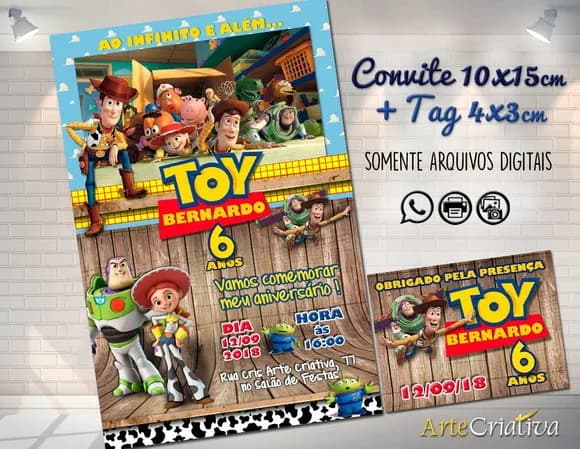 CONVITE DIGITAL e TAG Toy Story