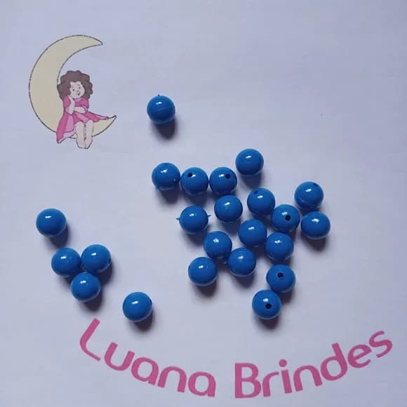 Bolinha Plástica Leitosa Azul Passante 10mm Pct 100 Unidad