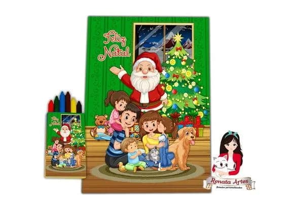 Revista de Colorir com Giz Personalizado de Natal 2025
