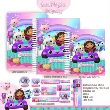 Caderno + Etiquetas + Tag Personalizada + Lápis