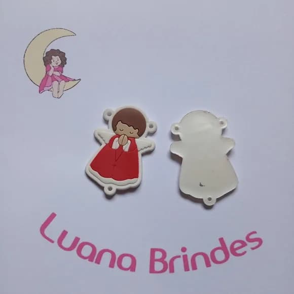 Entremeio Anjinho Vermelho Fundo Branco 5cm Pct 4 Unidades
