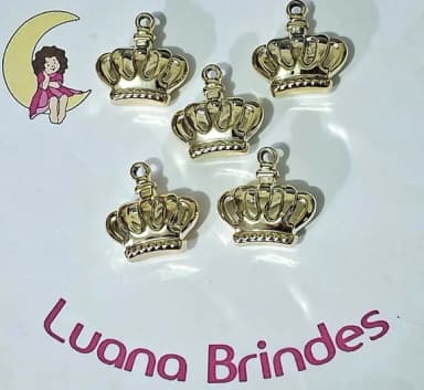 Pingente Coroa Dourada Abs Claro 3cm Pacotes com 10 Unidades
