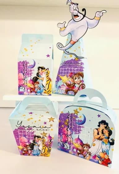 Kit 60 Lembrancinhas Alladim e Jasmine