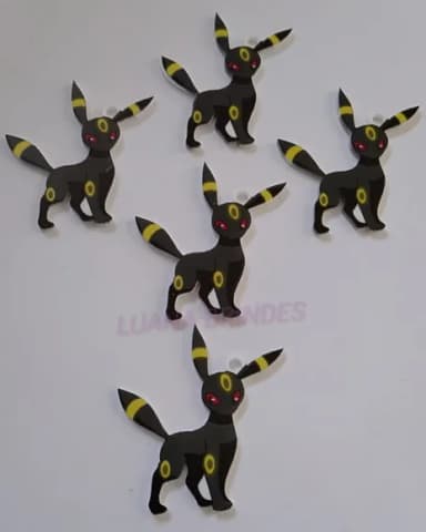 Pingente de acrílico U.V do Pokémon Umbreon Pct 3 unid