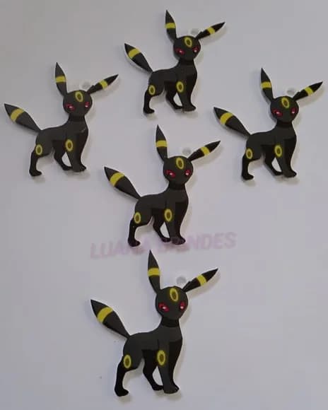 Pingente de acrílico U.V do Pokémon Umbreon Pct 3 unid