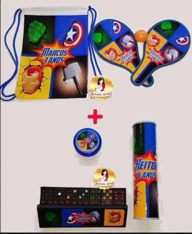 Mochila Ping Pong + Kit Jogos Tema Vingadores