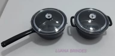 Kit Panelinhas Pretas de acrílico c/tampa - pct c/5 Kitsl