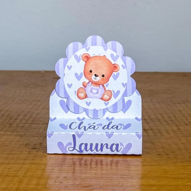 PEGUE E MONTE - Porta Bis Duplo Personalizados URSINHO LILAS - Decoração de Festa | Lembrancinhas | Aniversário | Personalizados