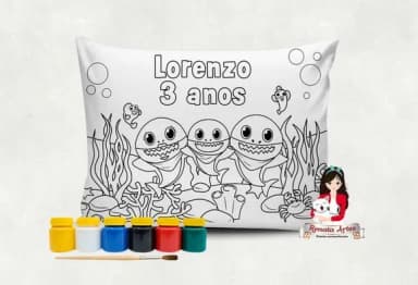 Almofada com Tinta para Colorir Baby Shark