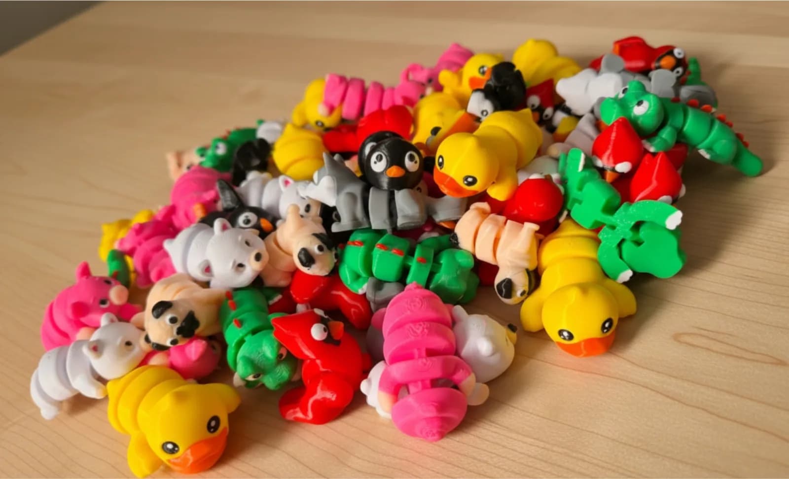 Kit Mini Animais Articulados 3D - Bonecos Colecionáveis