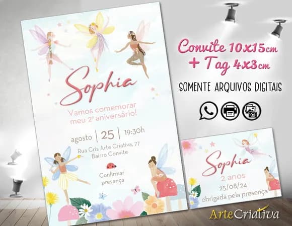 Convite Digital C/tag Fadas Meri Meri 2