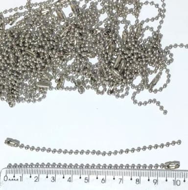 Corrente Bolinha Prata 10cm Pacote com 50 Unidades