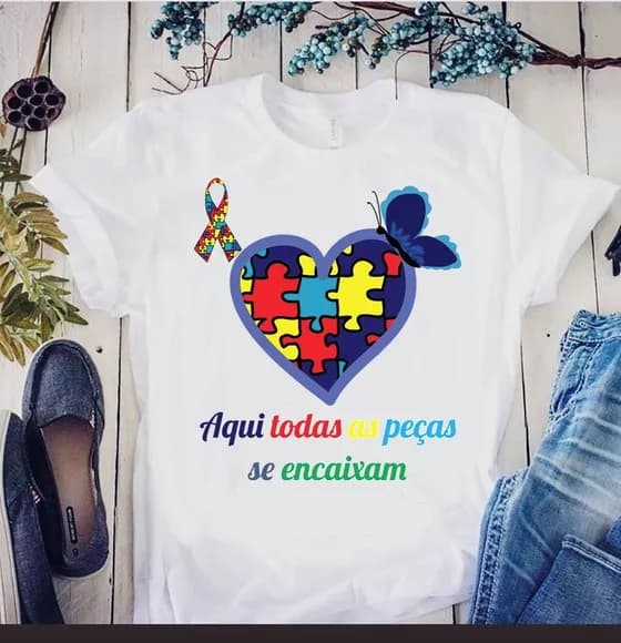 Camiseta Autismo Aqui Todas as Peças se Encaixam