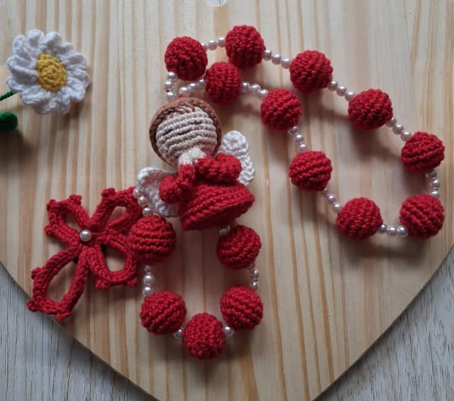 Terço Anjo Amigurumi Batizado Bebê Decoração Religião