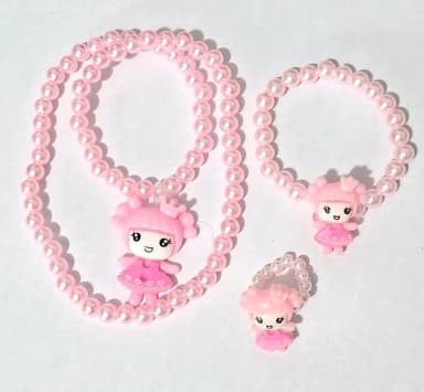 Kit Colar Anel e Pulseira Infantil Princesa