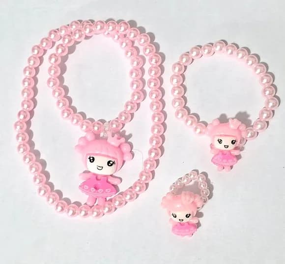 Kit Colar Anel e Pulseira Infantil Princesa