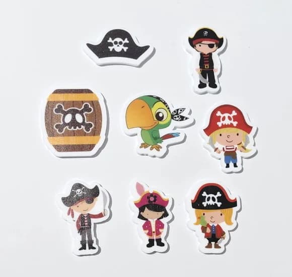 Aplique Pirata Acrílico U.v 3,5cm Pacote com 8 Unidades
