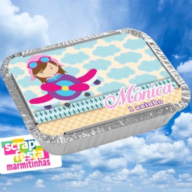 Marmitinha Personalizada Festa Aviador Menina