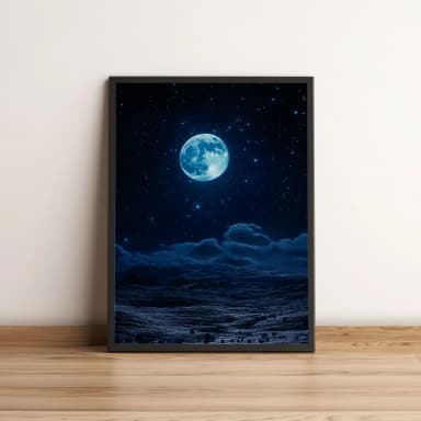 Quadro com Lua Brilhante em Noite Escura 357