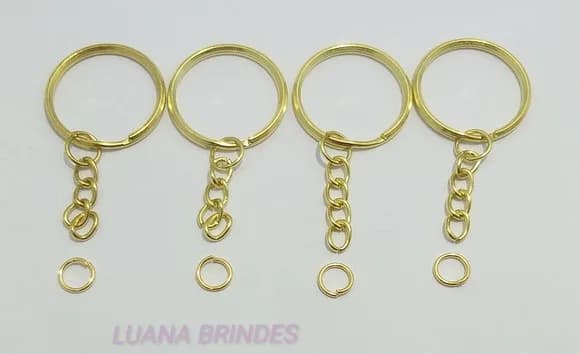 Argolas para Chaveiros c/ Elo de Metal Dour-pct C/30 Unid