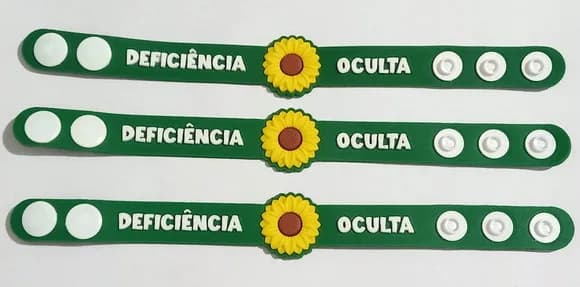 Pulseira Deficiência Oculta Girassol Emborrachado - 3 Unidad