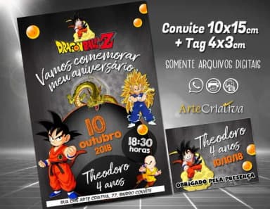 CONVITE DIGITAL C/TAG Dragon Ball Kids Chalk