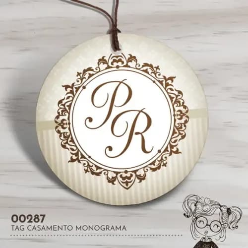 Tag Redonda Casamento Monograma - 00287