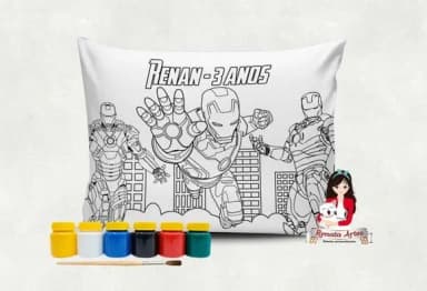 Almofada com Tinta para Colorir Homem de Ferro