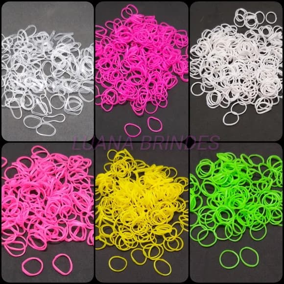 Mini Elástico Coloridos de Silicone - Pct com 300 Unidades