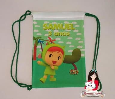 Mochila de Tecido Personalizada Nina Pocoyo