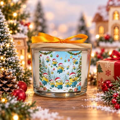 Vela Aromática no Copo Personalizada Natal Minions - Trabalhamos com outros temas - Informar  tema no chat